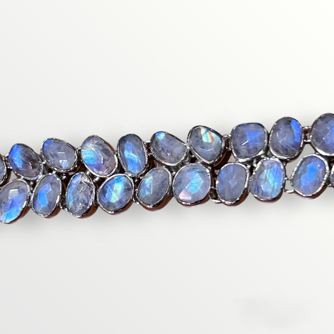 Silver Rainbow Moonstone Bracelet