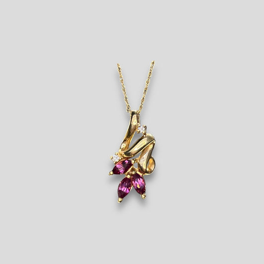 Rhodolite Garnet Necklace in 14k Gold