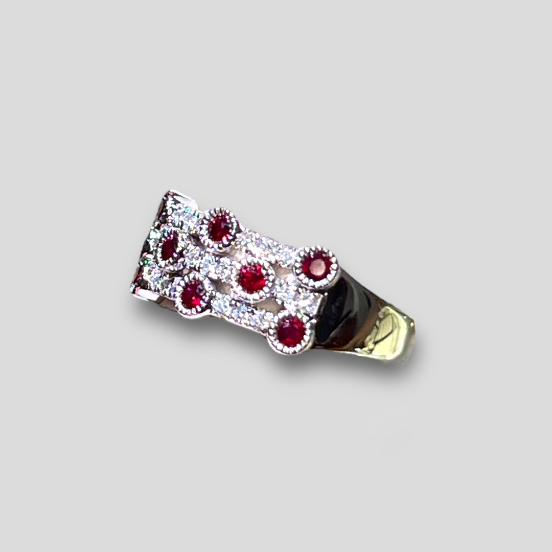 18KW Ruby and Diamond Wide Band