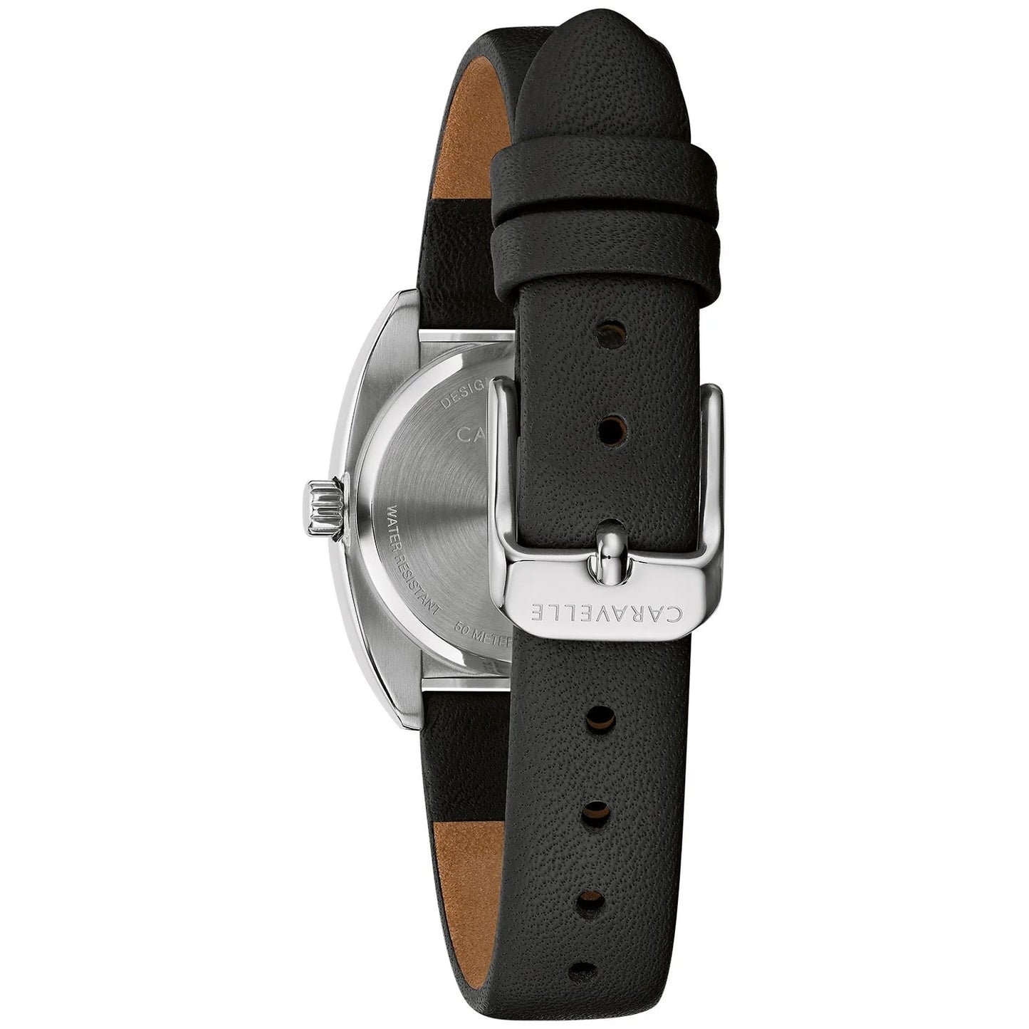 Caravelle Black Leather Strap Ladies Watch