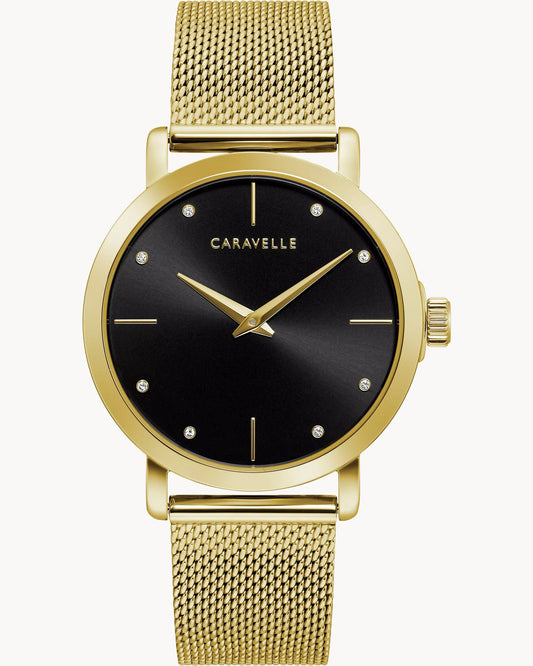 Caravelle Min Max Black Dial Watch