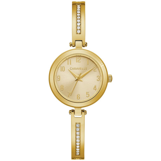 Caravelle Gold-Tone Ladies Watch & Bangle Set