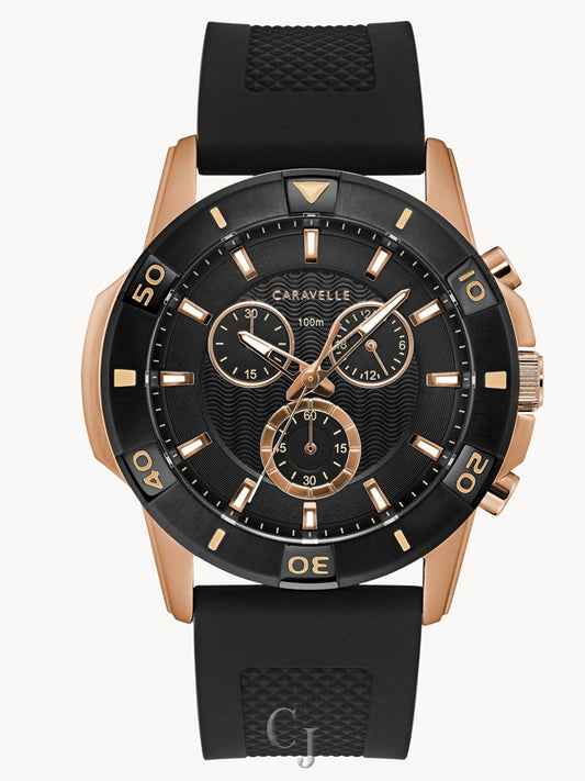 Caravelle Sport Aqualuxx 6-Hand Chronograph Silicone Strap Mens Watch