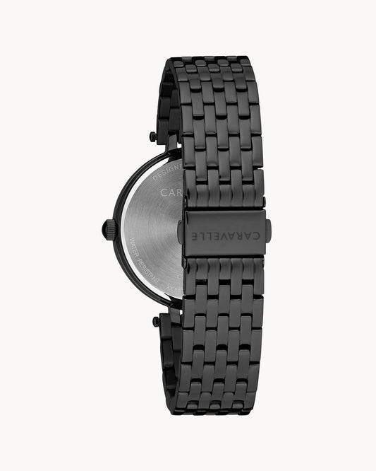 Caravelle Modern Black Crystal Ladies Watch