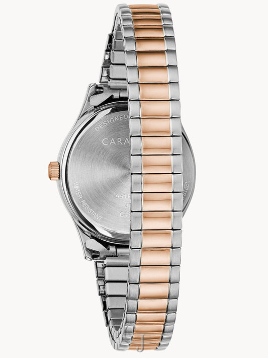 Caravelle Two-Tone Silver Dial Traditional Expandable Ladies Band