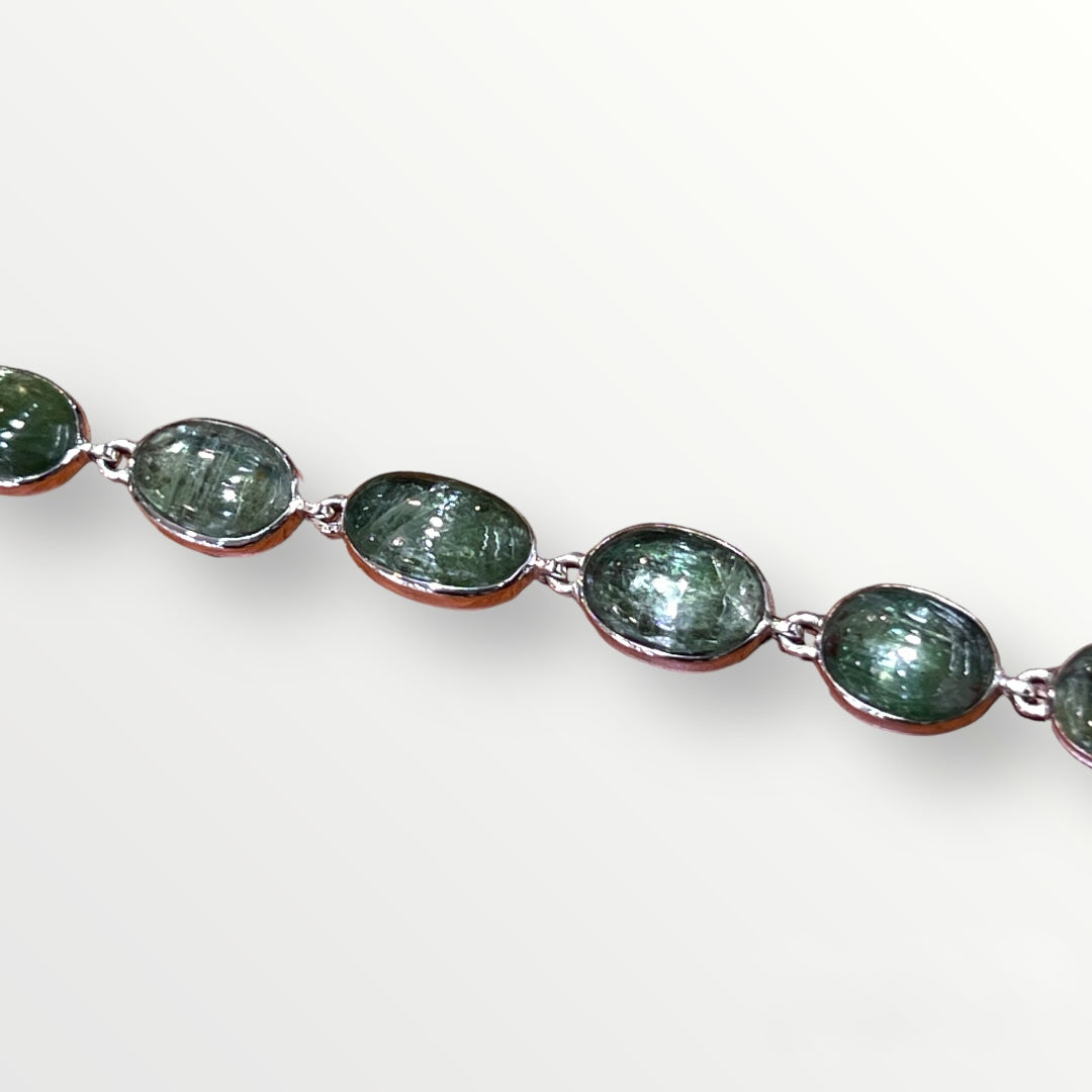 Green Kyanite Silver Bracelet