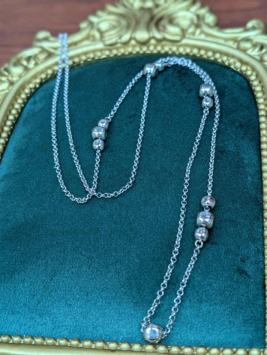 36" Sterling Silver Bead Necklace