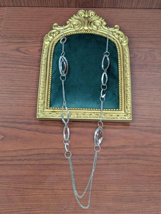 35" Sterling Silver Open Link Necklace