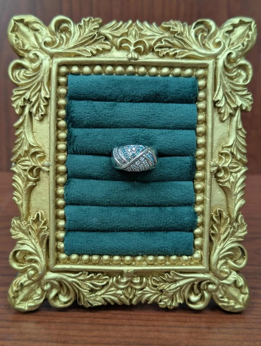 0.70 CT.T.W. Blue & White Diamond Crossover Ring in 14k White Gold