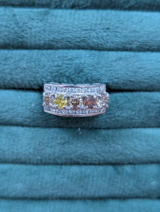 1.95 CT.T.W Multi-Color Diamond Ring in 14k White Gold