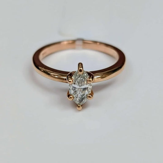 0.76 CT Marquis Diamond Solitaire in 14k Rose Gold