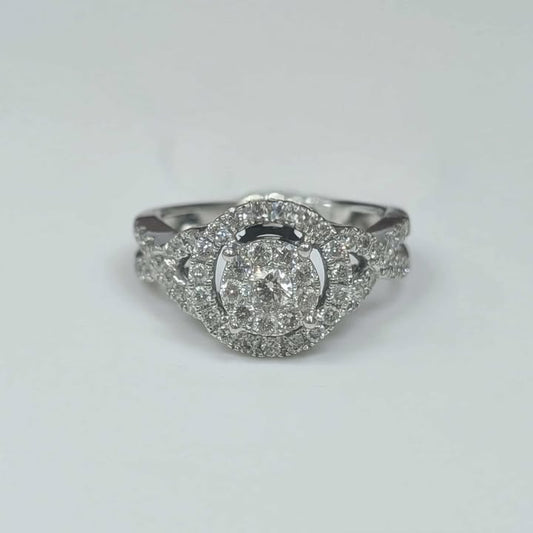 1.10 CT.T.W. Double Frame Twist Shank Diamond Bridal Set in 10k White Gold