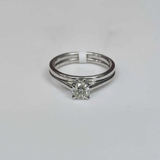 0.53 Diamond Solitaire Engagement Ring Set in 14k White Gold