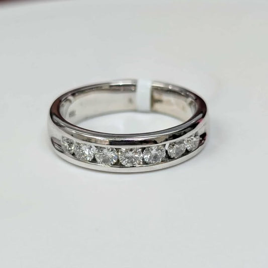 1.26 CT.T.W Diamond Seven Stone Channel Wedding Band in 14k White Gold
