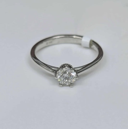1.00CT Solitaire Diamond Crown Engagement Ring in 14k White Gold