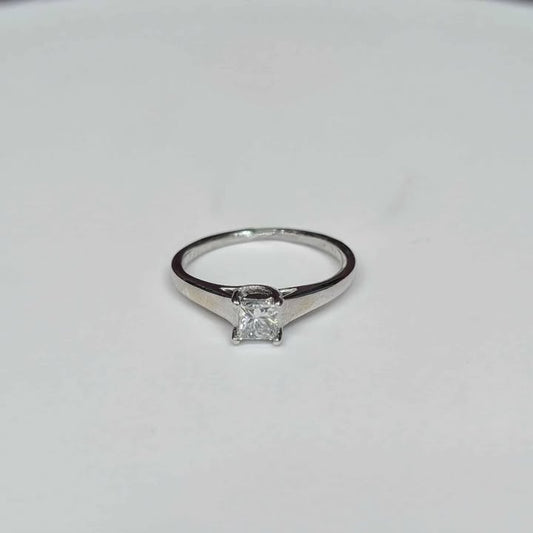 0.28CT Princess-cut Solitaire Diamond Engagement Ring in 14k White Gold