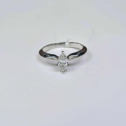 0.39 Marquis-cut Solitaire Diamond Engagement Ring in 14k White Gold