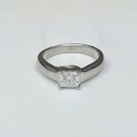GIA Certified 0.72 Princess-cut Solitaire Diamond Engagement Ring in 14k White Gold
