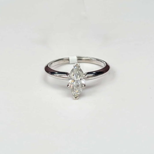 0.74CT Marquis-cut Solitaire Diamond Engagement Ring in 14k White Gold