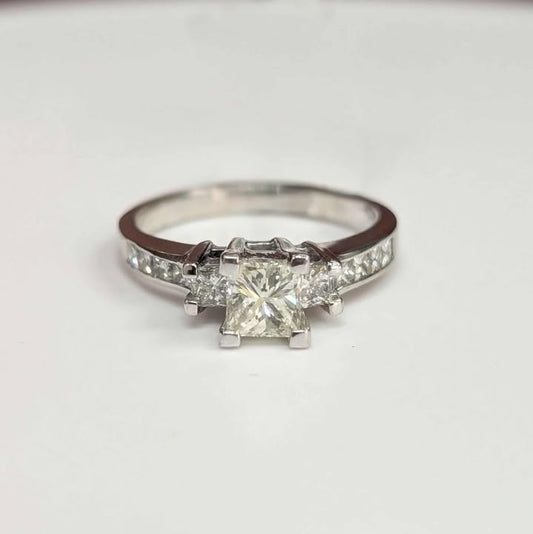 1.53 CT.T.W. Three Stone Princess-cut Diamond Engagement Ring in 14k White Gold