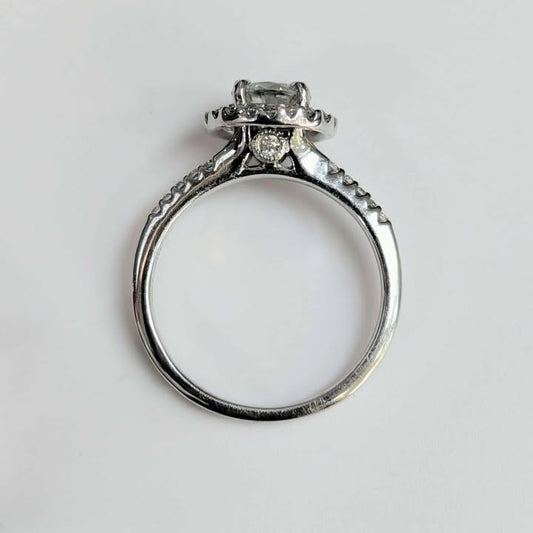 1.06 CT.T.W. Floating Framed Round-cut Peek-A-Boo Diamond Engagement Ring 14k White Gold