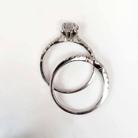 1.05 CT.T.W. Tulip Head Round-cut Diamond Bridal Set in 18k White Gold