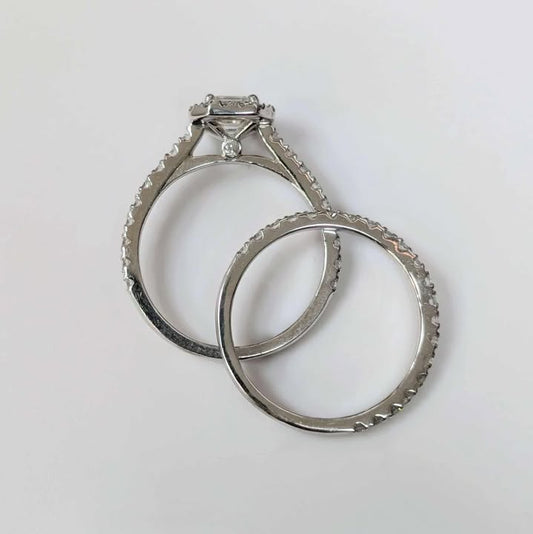 1.66 CT.T.W Emerald-cut Framed Diamond Bridal Set in 14k White Gold with Peek-A-Boo Diamond