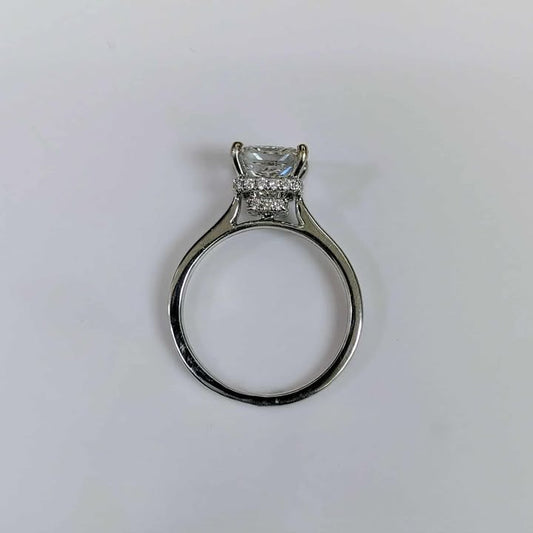 2.03 CT Princess-cut Lab Created Diamond Solitaire with Double Hidden Halo in 14k White Gold