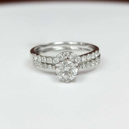 1.05 CT.T.W. Tulip Head Round-cut Diamond Bridal Set in 18k White Gold