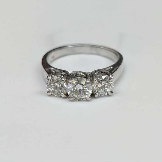 1.75CT.T.W. Round Cut Lab Created Diamond Three Stone Engagement Ring in 14k White Gold