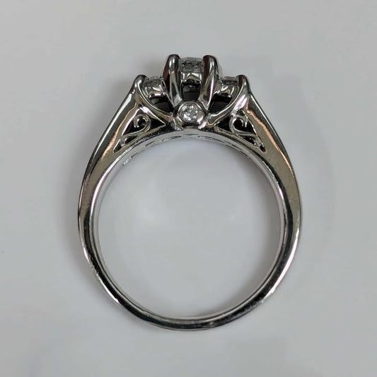 0.80 CT.T.W Three Stone Round-cut Peek-A-Boo Diamond Engagement Ring in 14k White Gold