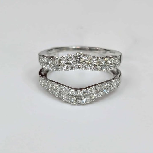 1.00 CT.T.W.  Diamond Contour Two Row Ring Enhancer in 14k White Gold