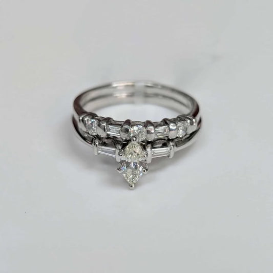 1.00 CT.T.W. Diamond Bridal Set in 14k White Gold