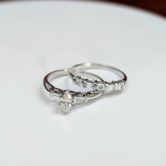 1.00 CT.T.W. Diamond Bridal Set in 14k White Gold