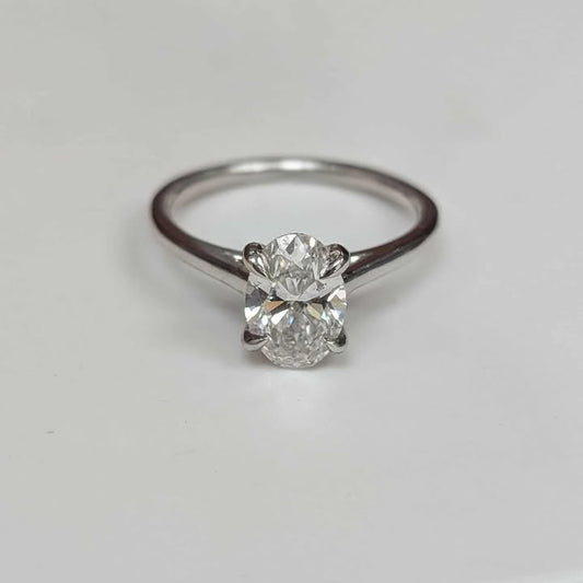 1.60 CT Oval-cut Solitaire Lab Created Diamond Engagement Ring in 14k White Gold