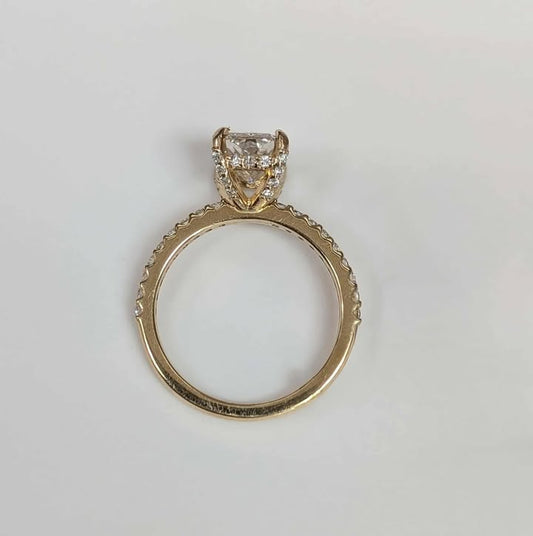 2.08 CT Radiant-cut Lab Created Diamond with Hidden Halo in 14k Yellow Gold