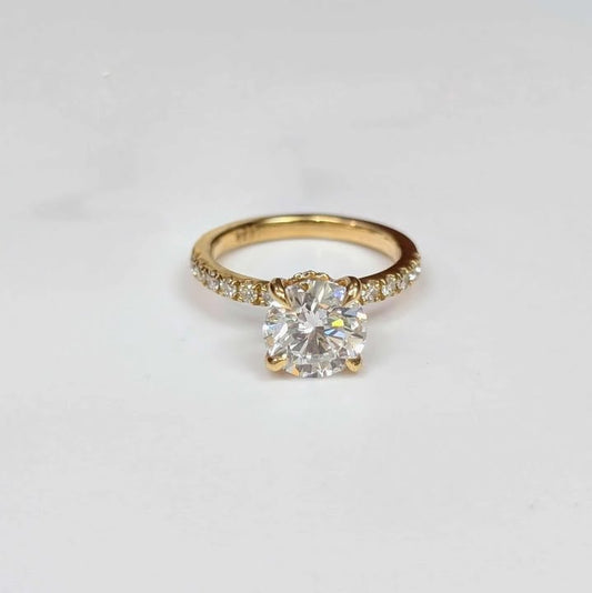 1.93 CT Round-Cut Lab Created Diamond with Hidden Halo on 14k Gold
