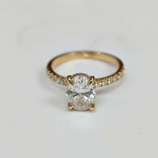 1.87 CT.T.W Oval-cut Lab Created Diamond Hidden Halo Engagement Ring in 14k Gold