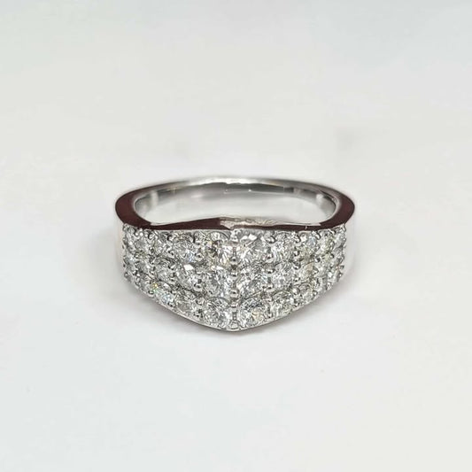 1.45 CT.T.W Three-row Diamond Band in 14k White Gold