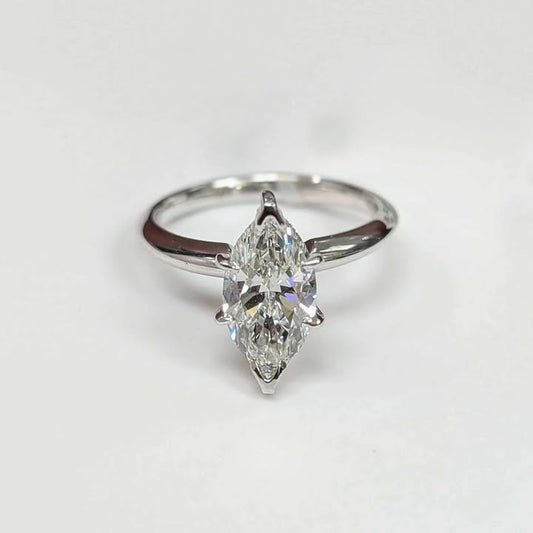 2.01 CT Marquis-cut Lab Created Diamond Solitaire Engagement Ring in 14k White Gold