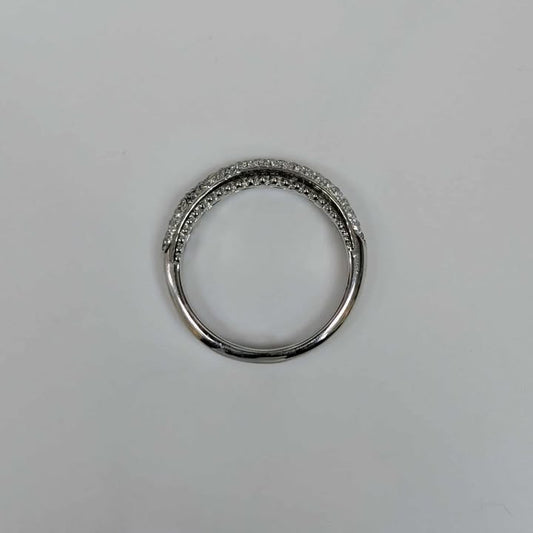 0.45 CT.T.W Pave Diamond Band With Milgrain in 18k White Gold