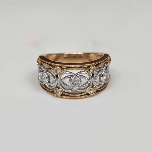 0.40 CT.T.W Embellished Ring in 18k Rose & White Gold