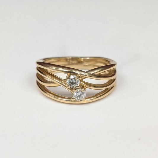 0.25 CT.T.W. Two-stone Multi-row Ring in 14k Gold