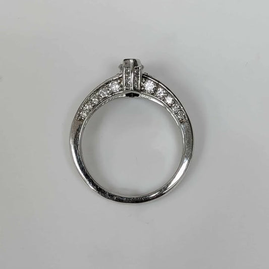 1.31 Marquis-cut Diamond Engagement Ring with Tapered Channel Set Diamond Band & Side Diamonds in 14k White Gold