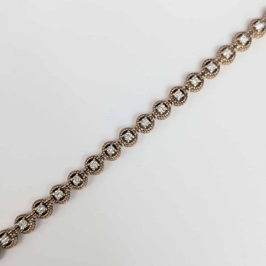 1.00 CT.T.W Diamond Tennis Bracelet with 14k Rose Gold Milgrain Framed Links