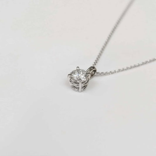 Lab Created Diamond Solitaire Necklace in 14k White Gold