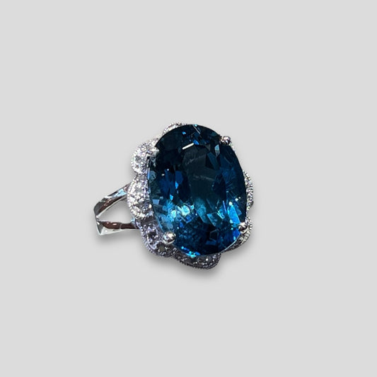 Oval London Blue Topaz Ring in 14k White Gold