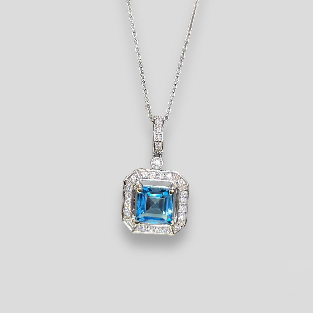 Geometric Blue Topaz Pendant