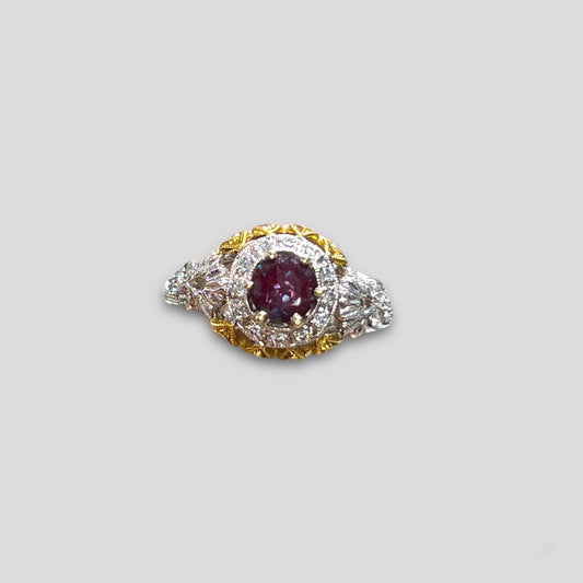Alexandrite & Diamond Ring in 18k Two Toned Gold