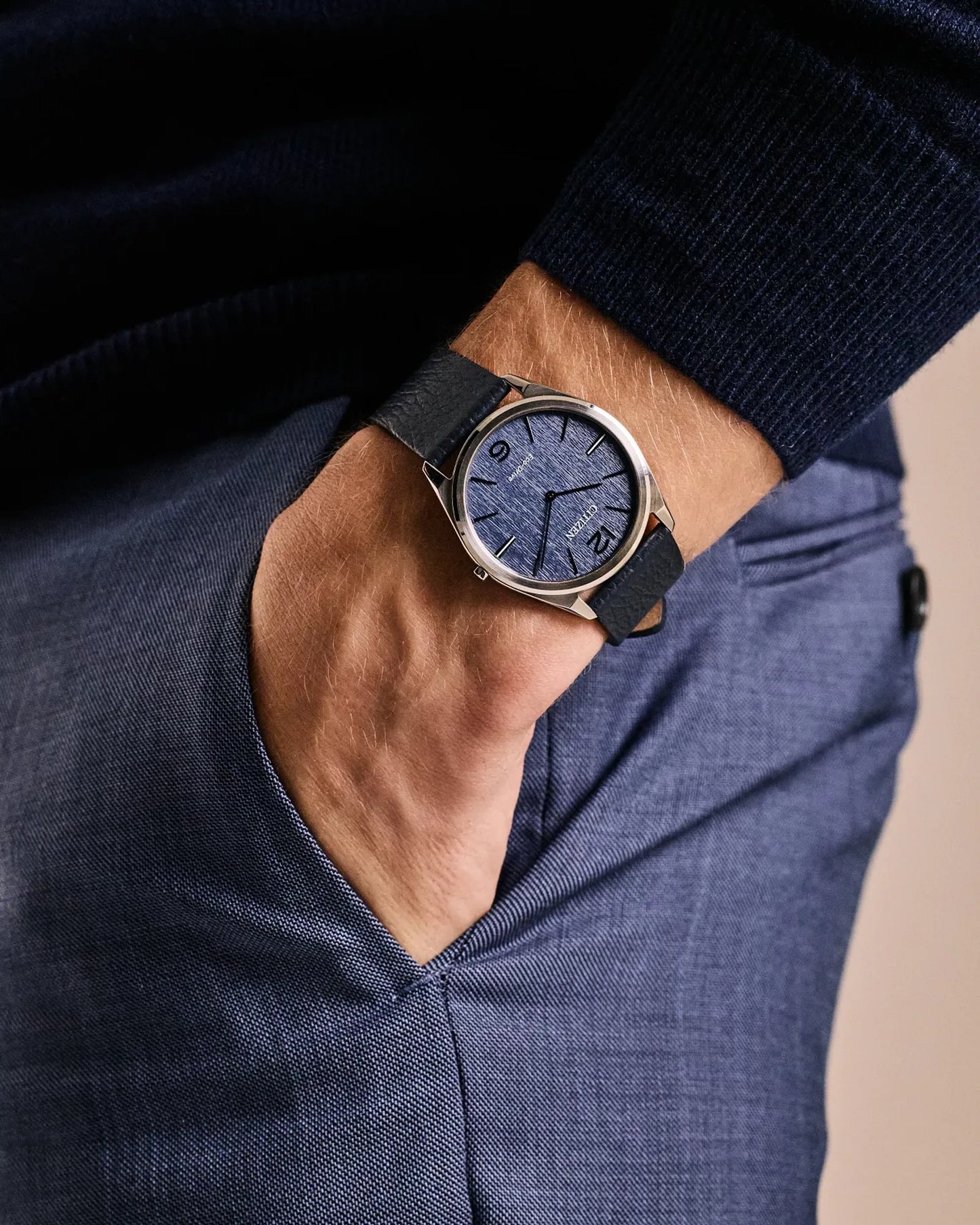 CITIZEN Eco-Drive Suratto Blue Dial Leather Strap Men's Watch